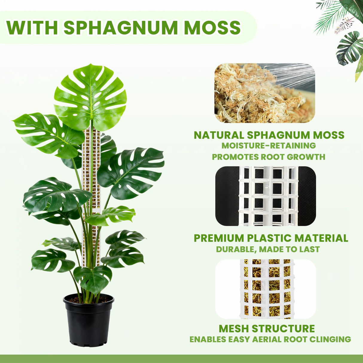 NZNDB Moss Pole Monstera Plant Support, 2Pack 17 in Self Watering Moss Pole