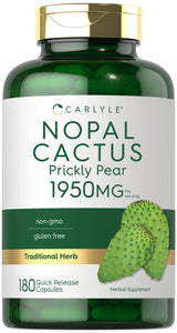 Carlyle Prickly Pear 1950 mg | 180 Capsules | Nopal Cactus Supplement | Non-GMO, Gluten Free