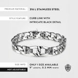 Urban Jewelry Men’s 316L Stainless Steel Link Bracelet, Black & Silver, 8.5" Length, Heavy Chain, Scratch Resistant, Hypoallergenic, Gift Ready
