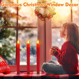 HINZER 6 Pcs Flameless Taper Candles with Remote & Timer 9.6 inch Real Wax Battery Operated LED Warm 3D Wick Flickering Window Candles for Halloween Christmas Wedding Decor, Red