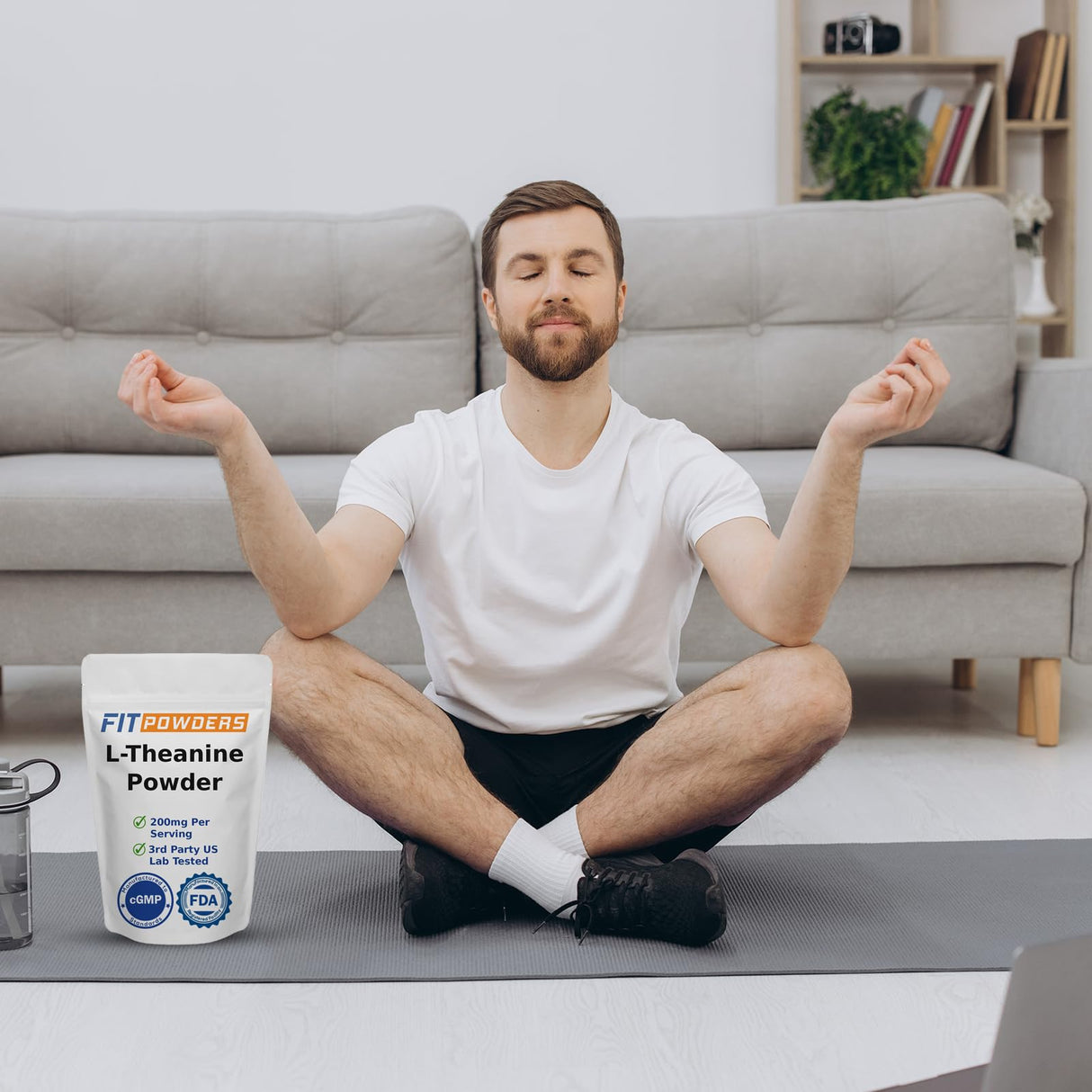 FitPowders L-Theanine Powder 100% Pure, Non-GMO, Vegan, Gluten Free Theanine Powder Supplement (Multiple Sizes) Mood and Cognitive, Stress Relief and Relaxation, Scoop Included (250 Grams)