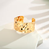 WOWORAMA Hammered Gold Cuff Bracelet for Women Wide Chunky Open Cuff Bangles Vintage Statement Gold Bracelet Adjustable Thick Wrist Cuff Bracelets