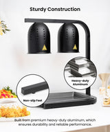 SYBO DL2112 Commercial Grade Food Heat Lamp, Portable Electric Food Warmer, 2-Bulb 500W with Free-Standing, Black