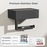 FORIOUS Toilet Paper Holder with Shelf, Sanitary Napkin Receptacle Tampon Holder, Wall Mount Toilet Paper Holder with Storage, Flushable Wipes Dispenser Fits for Bathroom Commercial(2, Matte Black)