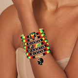 FAERLIIRY African Bracelets for Black Women Juneteenth Beaded Bracelets Black History 1865 Jewelry Adjustable Jamaica Ethnic Tribal Heishi Bracelet African Independence Day Jewelry (Africa-B)