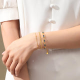 GexTyde Gold Birthstone Bracelet for Women, 18K Gold Plated Layered Jewelry Bracelet Set, Womens Dainty Stackable Bracelets Link Paperclip Chain Valentines Day Gift for Wife Her