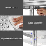 STABLEINK NSF Stainless Steel Table, 24 x 30 Inches Metal Prep & Work Table with Adjustable Undershelf, for Commercial Kitchen, Restaurant, Hotel and Garage
