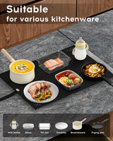 VTAR Electric Food Warming Mat Tray Warmer for Party Buffet Servers, Dual-Zone Heating with Independent Temperature Control, Hot Logic Heating Heater, Full Surface Keep Warm - Black