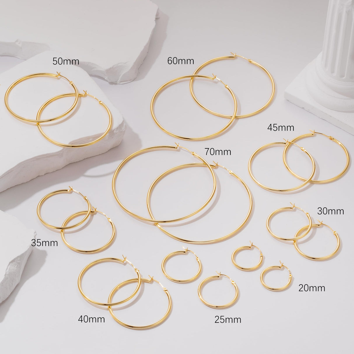 YAUVC 14K Gold Hoop Earrings for Women 14K Gold Earrings for Women 25mm