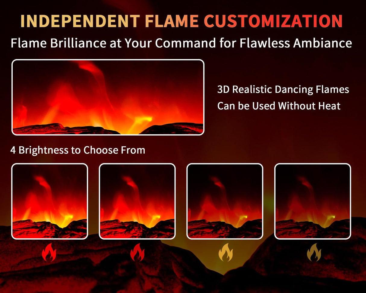 Electric Fireplace Heater 22 in Freestanding Fireplace Stove Infrared Fireplace RealSmart with 3D Flame Effect Remote Control, Timer, Overheating Protection Heater for Indoor Use Black (Christmas Red)