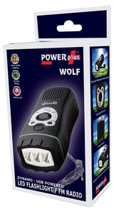 POWERplus Wolf Dynamo FM Scan Radio Flashlight, Steel, Black