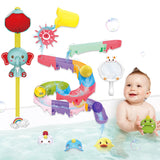 taseyok Toddler Bath Toys, Baby Bathtub Toys with Elephant Shower Sprays and Slide Track, Fishing Floating Animals Toys, Creative Shower Toys Christmas Birthday Gifts for Boys and Girls