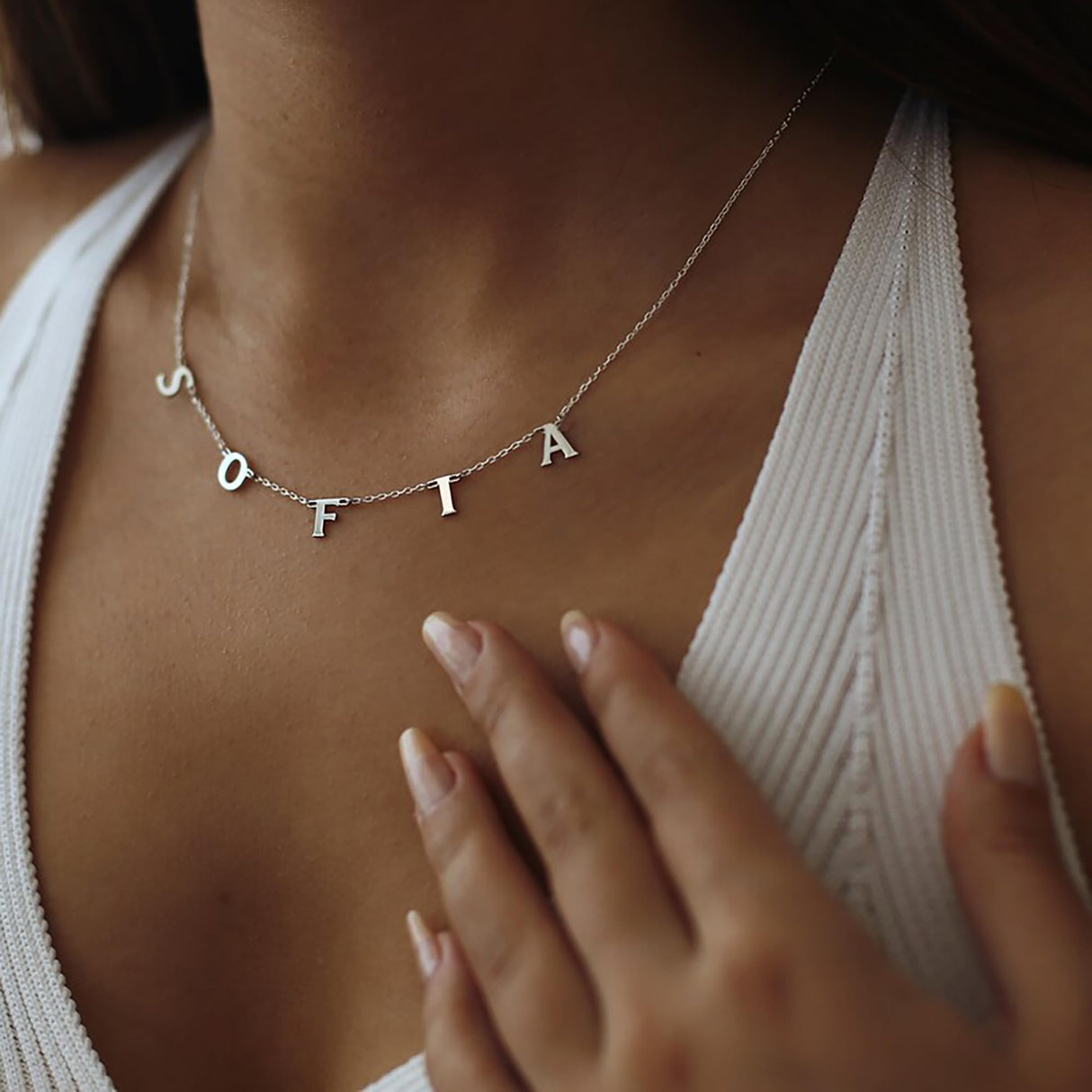 TRANGEL Multiple Initial Necklaces for Women,Custom Name Necklace Personalized,18K Gold Plated Choker Name Necklace Dainty Customize Letter Necklace for Girls