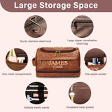 Personalized Toiletry Bag for Men, Gifts for Men, Christmas, Custom Leather Travel Shave Kit Cosmetic Hygiene Bag, Engraved Pattern Text, Ideal for Him, Dad, Groomsmen, Birthday, Anniversary, Father