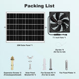 pqins 7.1" Large Solar Greenhouse Fan, 25W Solar Powered Vent Exhaust and Intake Chicken Coop Fan Outdoor Waterproof, 16.5 ft Cord, Strong Airflow for Shed Doghouse Cabin Ventilation Air Circulation