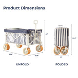 DEER LAND Beach Wagon for Sand with 6.7" Fat Tires, Collapsible Beach Cart