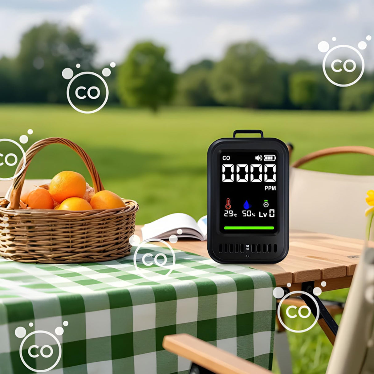 Advanced Carbon Carbonmonoxide Alarm Device Highlighting 3 Stage Visual Sound Alert 10 Day Compact Plan ABS Substance Wearable Carbon Carbonmonoxide Meter