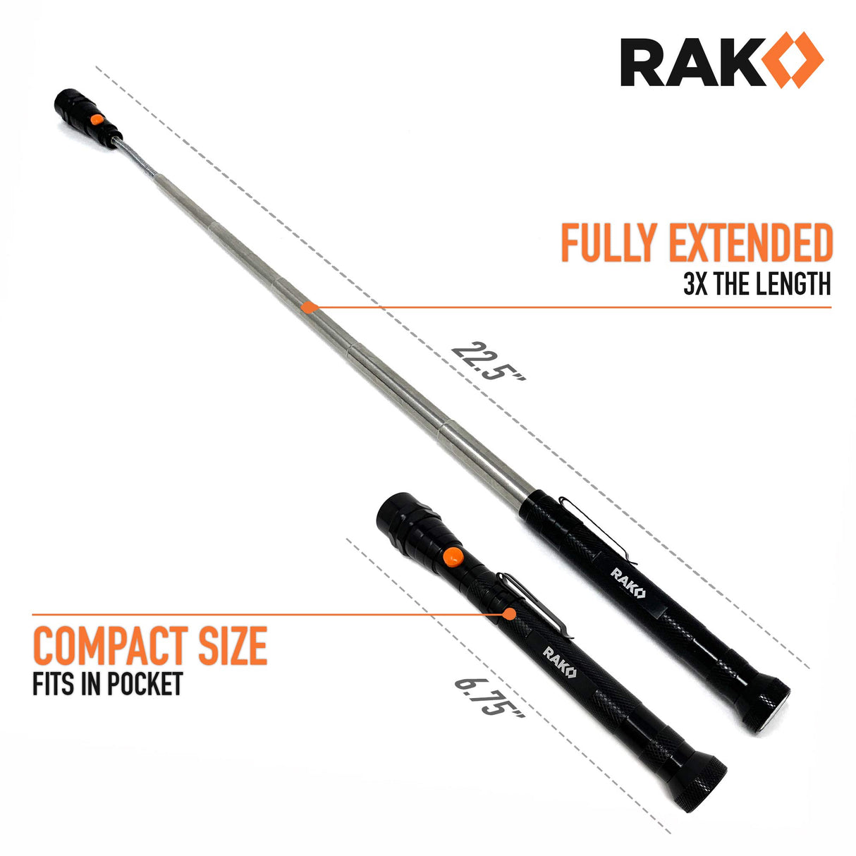 RAK Magnetic Pickup Tool Gifts for Men - Telescoping Magnet with LED Flashlight and 22 Inches Extendable Neck, Cool Gadgets Mechanic Tool, Holiday Gifts for Men, Dad, Husband, Grandpa, Handyman