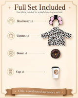 GSPIM Leopard Print Robe Porch Goose Outfits for 23" Goose Statue Funny Retro Home Patio Decor with Hair Curlers Bath Robe Waist Belt Coffee Cup Donut (Leopard Print Bathrobe)