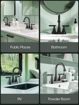 Cobbe Bathroom Faucets for Sink 3 Hole, 4 Inch with Pop Up Drain and 2 Supply Hoses, 2 Handle Centerset Bathroom Faucet for Sink Vanity, Midnight Black Matte