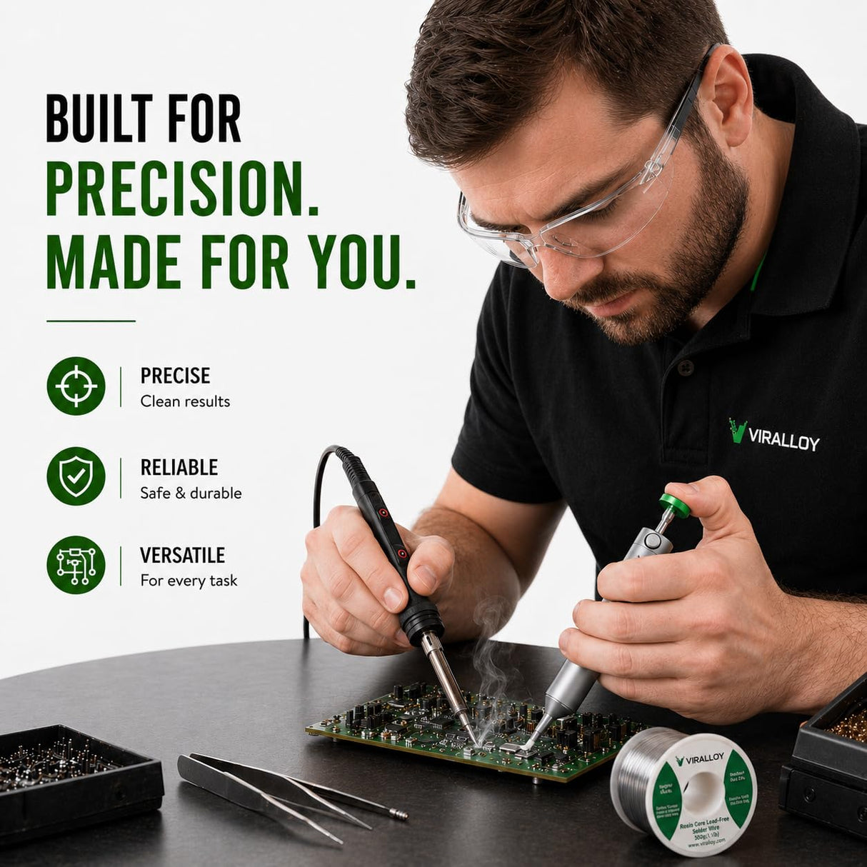 Solder Sucker Tool No Clog Silicone-Tip Manual Desoldering Pump Soldering Accessories for Solder Remover – Unrivaled Suction • No Power Needed • Ultra Low-Maintenance • Best-in-Class Desoldering Gun