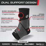 Sleeve Stars Ankle Brace for Women & Men, Ankle Wrap for Sprained Ankle, Compression Sleeve for Plantar Fasciitis Relief, Easy Customizable Support: w/Removable Strap (Single/S:9"-10"/Black)