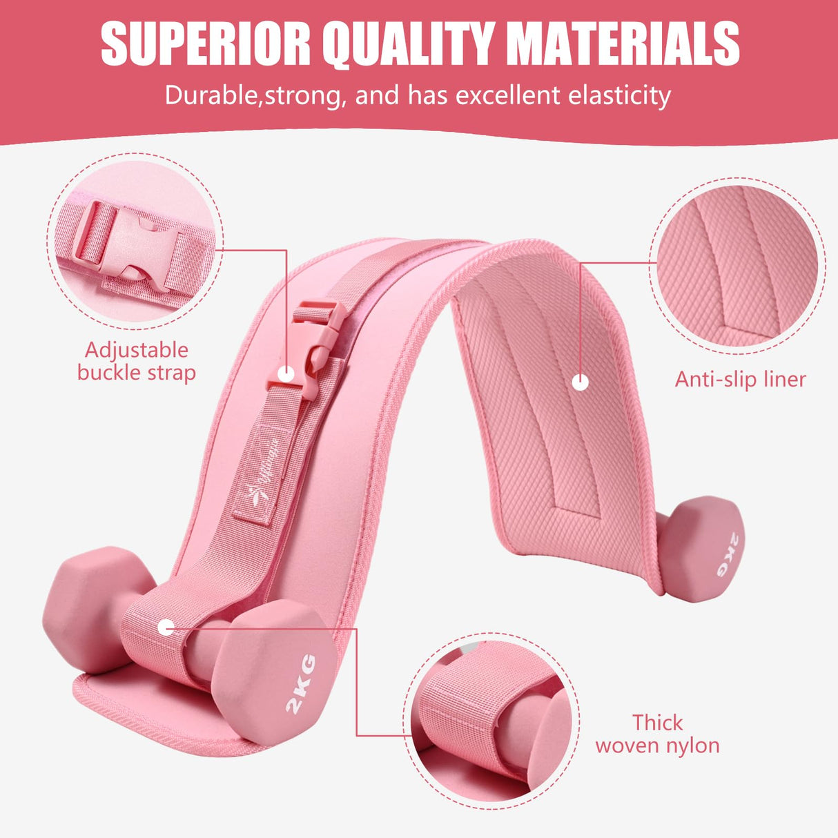 Exercise Hip Thrust Belt - Dumbbell Hip Thrust Belt, Thicken & Widen, Comfortable for Dumbbells, Kettlebells or Plates, Slip Padding, Gym or Home Workouts (Pink)