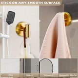 Fenas Suction Cup Hooks for Shower - Bathroom Reusable Hooks for Towels, Robes & Loofah - No-Drill Mounting on Kitchen,Walls,Metal,Glass,Mirrors,Tile & Smooth Non-Porous Surfaces (4, Brushed Gold)