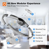 addlon Ceiling Fans with Lights and Remote, 24'' Low Profile Flush Mount Ceiling Fan, 3000–6000K Dimmable LED Fandelier, Bladeless Crystal Fan Light for Bedroom, Kitchen, Living Room, Black
