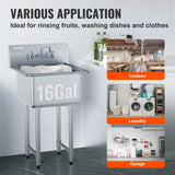 VEVOR Stainless Steel Prep & Utility Sink, 1 Compartment Free Standing Small Sink Include Faucet & legs, 21"x18" Commercial Single Bowl Sinks for Garage, Restaurant, Kitchen, Laundry