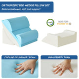 Ahpmeoa 6PCS Wedge Pillow Set for After Surgery, Back Support Pillow for Bed, Bed Wedge Pillow for Post Surgery, Back Rest Pillow for Sitting in Bed, Pillow for Back Pain Relief, Plush Grey