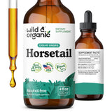 Wild & Organic Horsetail Herb Tincture - Hair Skin and Nails Support - Liquid Horsetail Supplement - Vegan, Sugar & Alcohol-Free Leaf Extract Drops - 4 fl oz
