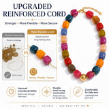 Mchic Khakki Beaded Choker Necklace for Women Chunky Square Acrylic Beads