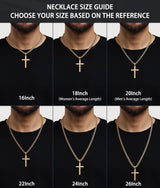 Lovjewl 18K Gold Cross Necklace for Men, Gold Cross Pendant Necklace with 4mm Stainless Steel Cuban Link Chain, Mens Chain Necklaces, Gold Chains for Men 22 Inch