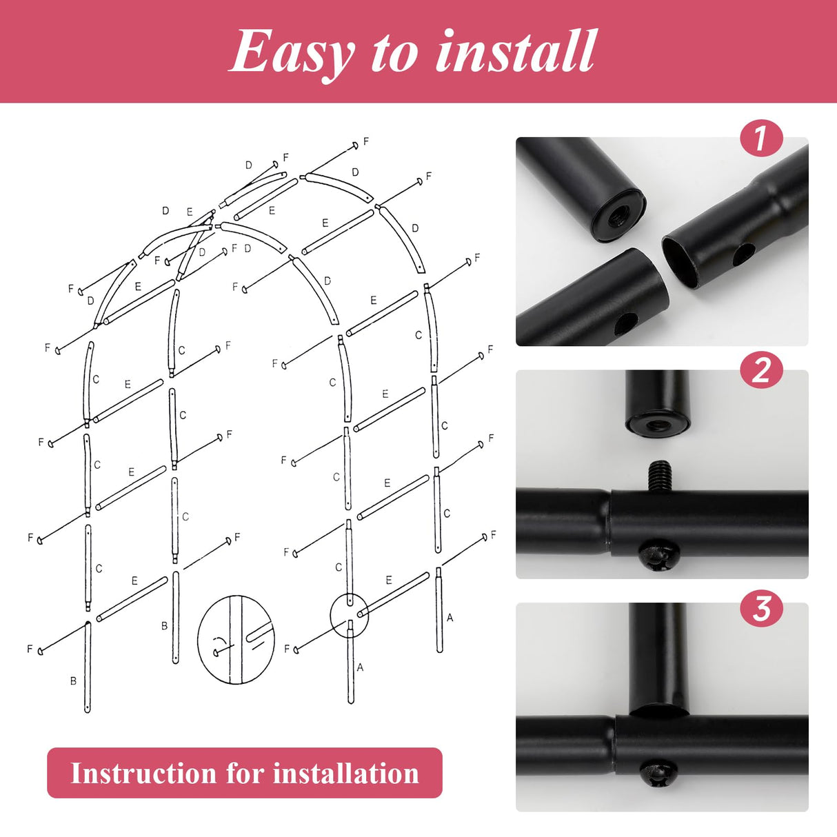 Thickened Tube Garden Arch Trellis - Metal Garden Arbor for Climbing Plants