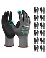 DULFINE Safety Work Gloves MicroFoam Nitrile Coated-12 Pairs Pack,Seamless Knit Nylon Glove with Black Micro-Foam Nitrile Grip,Ideal for General Purpose,Automotive,Home Improvement,Painting(Large)