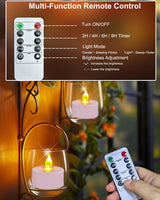 Remote flameless led Tea Light Candles with Timer,Realistic Flickering tealight Candles with Remote,Safe Decorative Lighting for Christmas,Wedding,Home Decor (Warm Yellow 24 Pack)