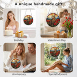 zhuoyaju Acrylic Puzzle Suncatcher, Cat & Flower Stained Glass Window Hanging, Sun Catcher Puzzle Kit Home Garden Decor, Creative Mothers Day and Birthdays Gifts for Mom, Wife, Sisters, 7.87 inch