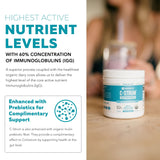 C-Strum® Organic Bovine Colostrum Powder, 60% igG, First Milking, Grass Fed, Max Strength Colostrum Supplement from German Dairy Cows - Gut, Immunity, Skin & Hair Support (60 servings)