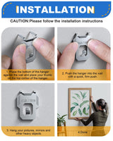 40Pcs Drywall Picture Hanger Claw: Holds Up to 40Lbs Easy Tool-Free Nail-Free Wall Hooks for Hanging Picture Mirror Photo Poster Kit - No Damage Heavy Duty Wall Hanger for Room Office Decor