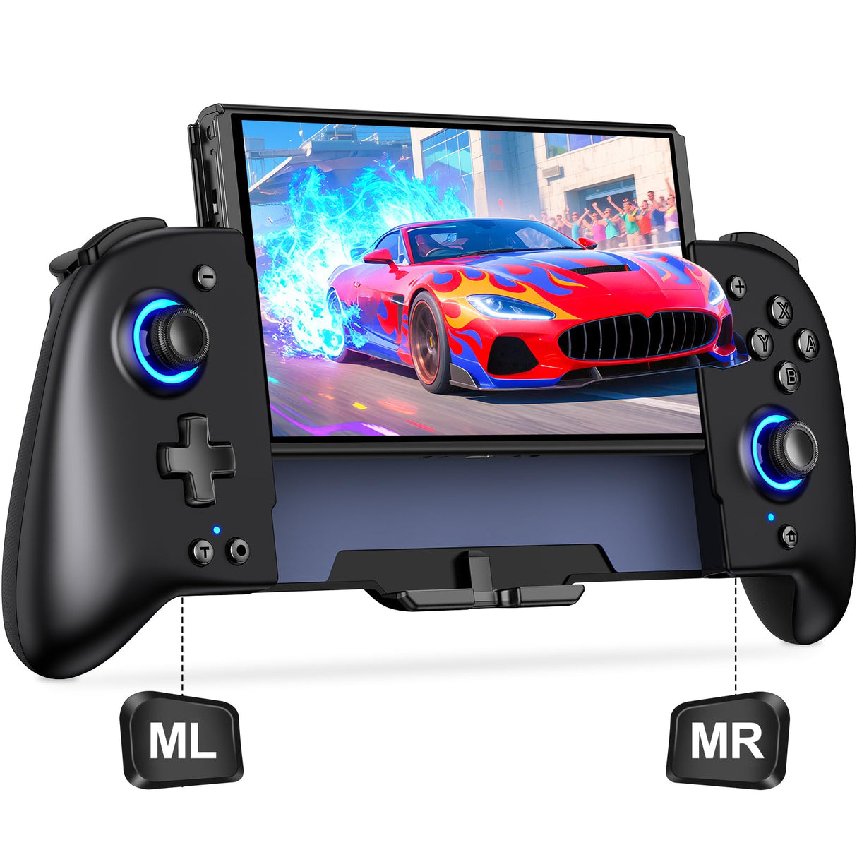 Gammeefy Switch Controllers Compatible with Nintendo Switch/Switch OLED, One-Piece Joypad Controller Replacement for Switch Pro Controller with 9 Lights Color, Christmas Gifts