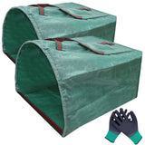 72 Gallon Reusable Yard Waste Bags 2 Pack Leaf Bag Holder, Dustpan-Type Leaf Lawn Bag, Leaf Bag with Gardening Gloves, Clollapsible Leaves Collector Garden Bag for Debris, Grass, Branches, Trash