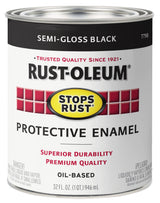 Rust-Oleum 7798502 Stops Rust Brush On Paint, Quart, Semi-Gloss Black