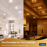 Amico 12 Pack 4 Inch 5CCT LED Recessed Ceiling Light with Night Light, 2700K/3000K/3500K/4000K/5000K Selectable Ultra-Thin Lighting, 10W=90W, 700LM, Dimmable Canless Wafer Downlight - ETL&FCC