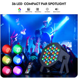 36LED Stage Lights RGB Par Light DMX Lighting Stage Uplights for Events Music Dances Shows Party Wedding Church School Christmas Club (4 Packs)