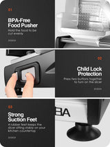 OSTBA Meat Slicer Electric Deli Food Slicer with Child Lock Protection, Removable 7.5’’ Stainless Steel Blade and Food Carriage, Adjustable Thickness Food Slicer Machine for Meat, Cheese, Bread(150W)