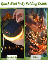 Solar Camping String Lights, 39.4FT Fairy String Lights 150LEDs, Portable Waterproof Camp Lamp with 8 Lighting Modes, Hanging Rechargeable Tent Lantern for Garden Party Christmas Decor-Remote Control