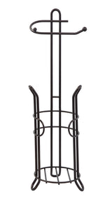 SunnyPoint Freestanding Toilet Paper Holder with Storage – Holds 3 Spare Rolls, Heavy-Duty Steel, Oil Bronze Finish, Easy Assembly, Space-Saving Bathroom Organizer
