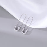 SLUYNZ Solid 925 Sterling Silver Safety Pin Hoop Earrings for Women Teen Girls Minimalist 1.4" Hoop Earrings Dangle (A-Silver)