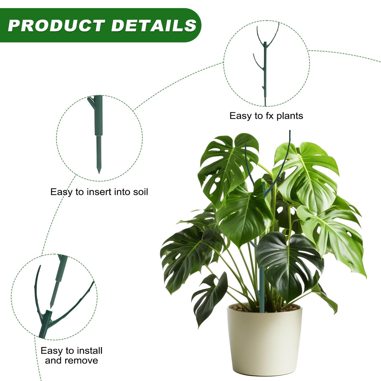 15pack Adjustable Plant Support Pole Stackable Indoor/Outdoor Support Pole with Clamps, Suitable for Supporting Monstera and Climbing Plants, Garden Accessories, Perfect Replacement for Plant Stakes
